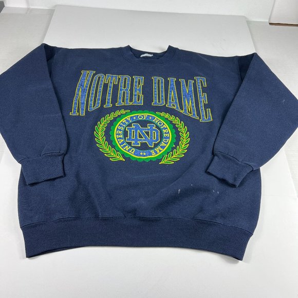 NCAA Other - VTG NCAA Notre Dame Fightin Irish Sweatshirt Large Blue Faded Stained Crewneck